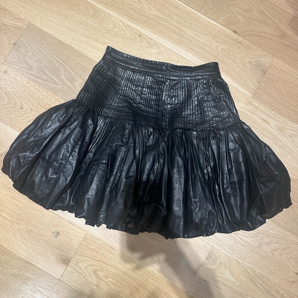 Authentic Fendi Black Leather/ Leather Lined Skirt